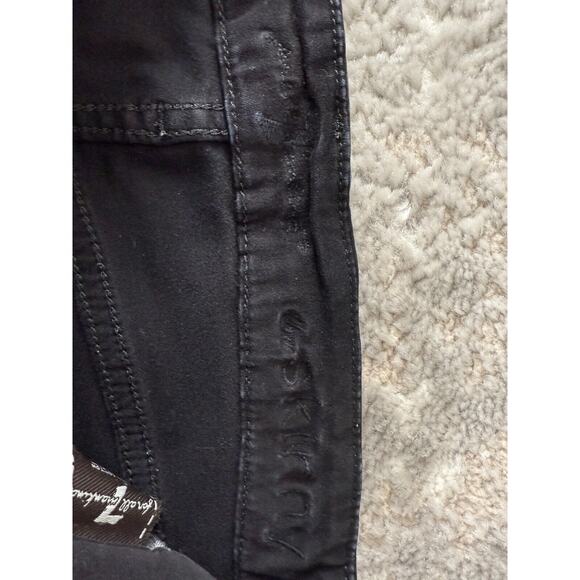 7 For All Mankind Sz 25 Skinny Tapered Leg Dark Denim Jeans Pants Black Stretch - Picture 10 of 13